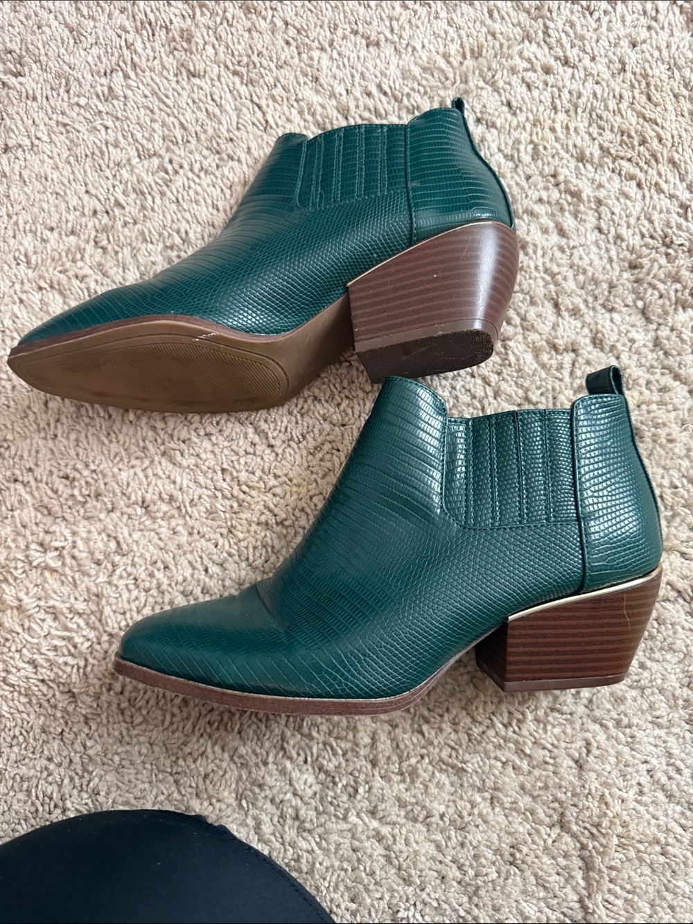 new directions Teal Textured Chelsea Ankle Boots